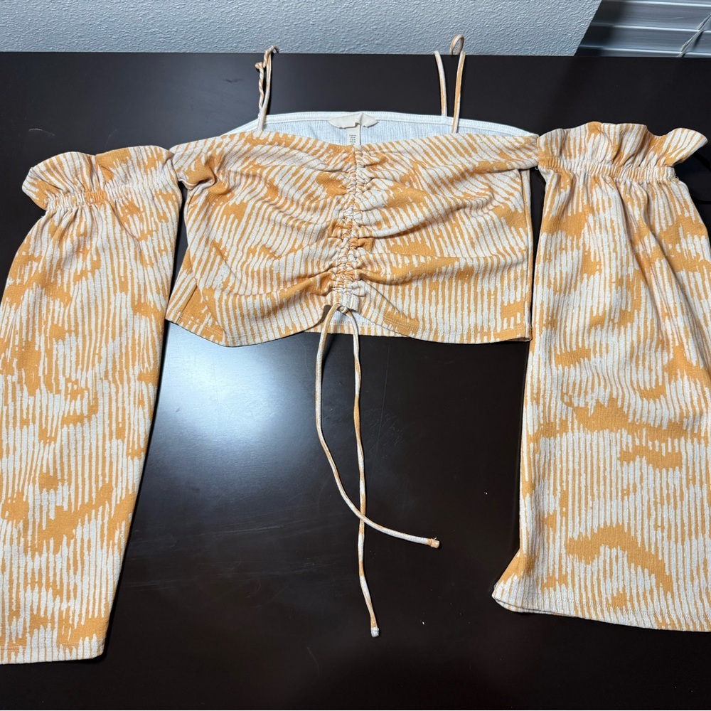 H&M Orange and Cream Striped Top